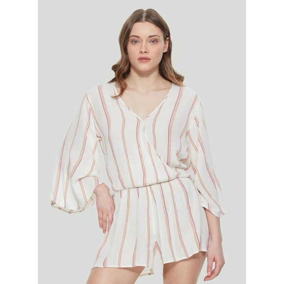Dex Nina Striped Wrap Front Romper L - Picture 1 of 3